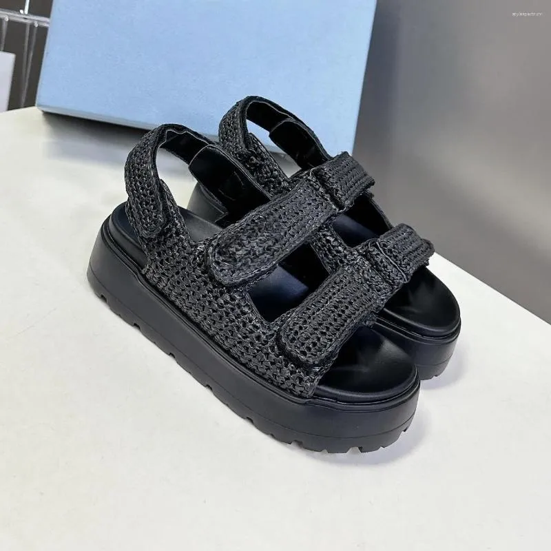 Handmade Gladiator Raffia Sandals For Women Open Toe Beach Shoes_voghion.com