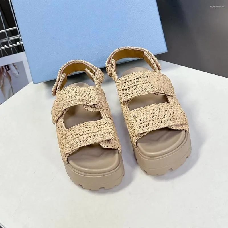 Handmade Gladiator Raffia Sandals For Women Open Toe Beach Shoes_voghion.com