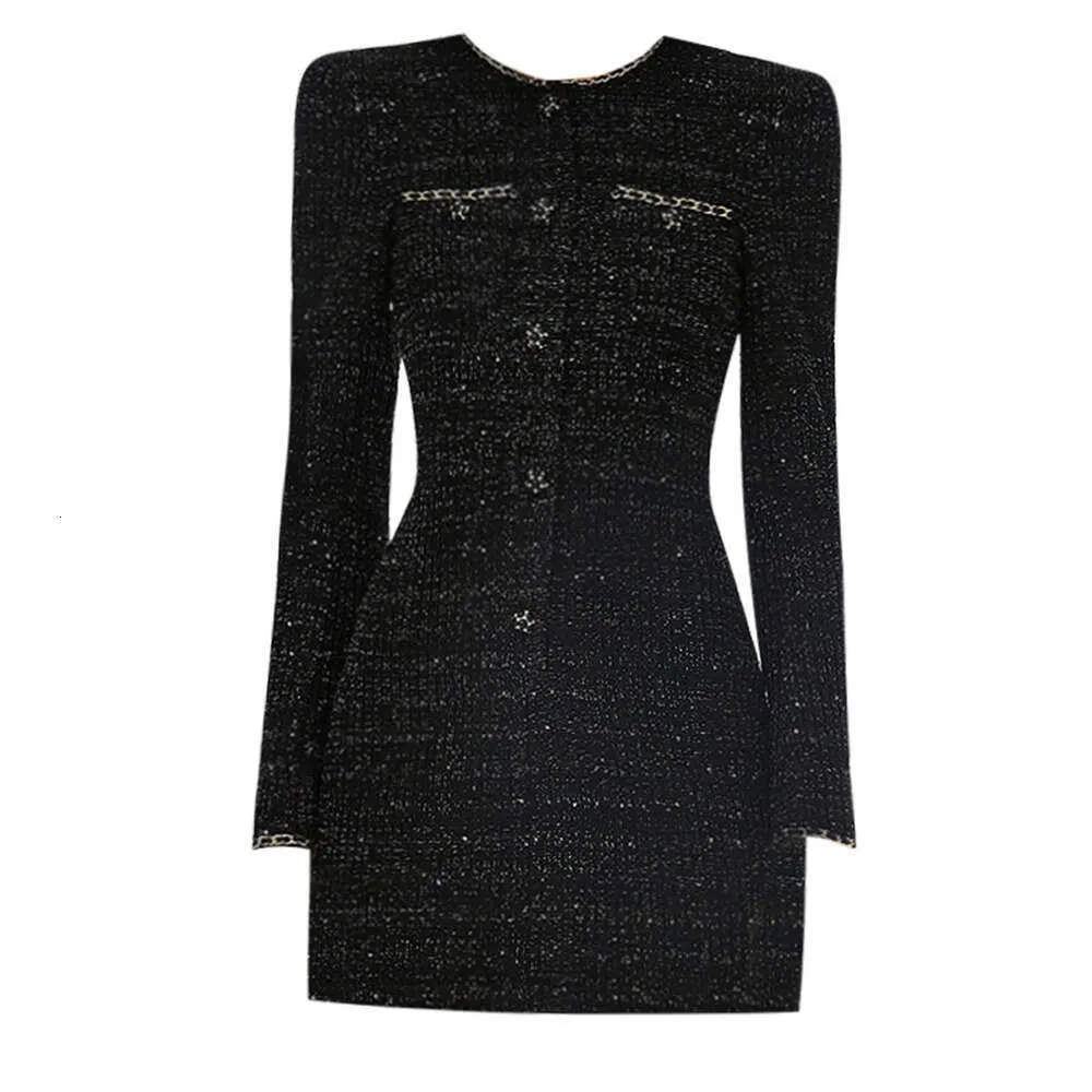 black tweed long sleeve dress Shirley Black Long Sleeve Plaid Tweed Midi Dress