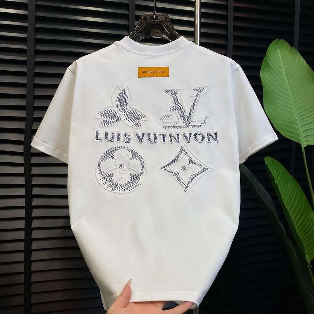 2026 Short Heavy Craft Half Sleeve Embroidered T-Shirt Men Light Luxury