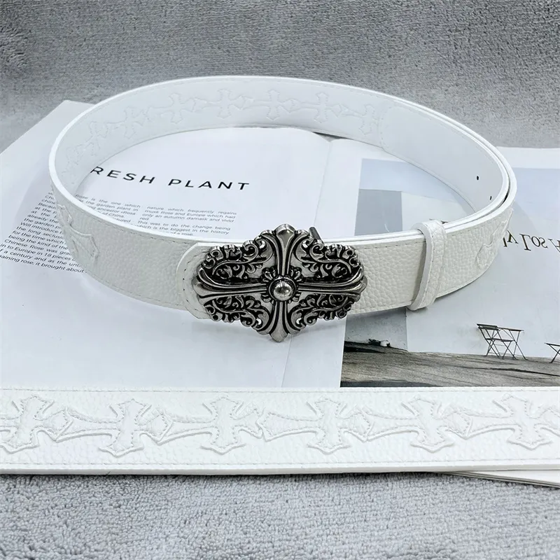 Genuine Leather Heart Belt with Alloy Steel Copper Smooth Buckle