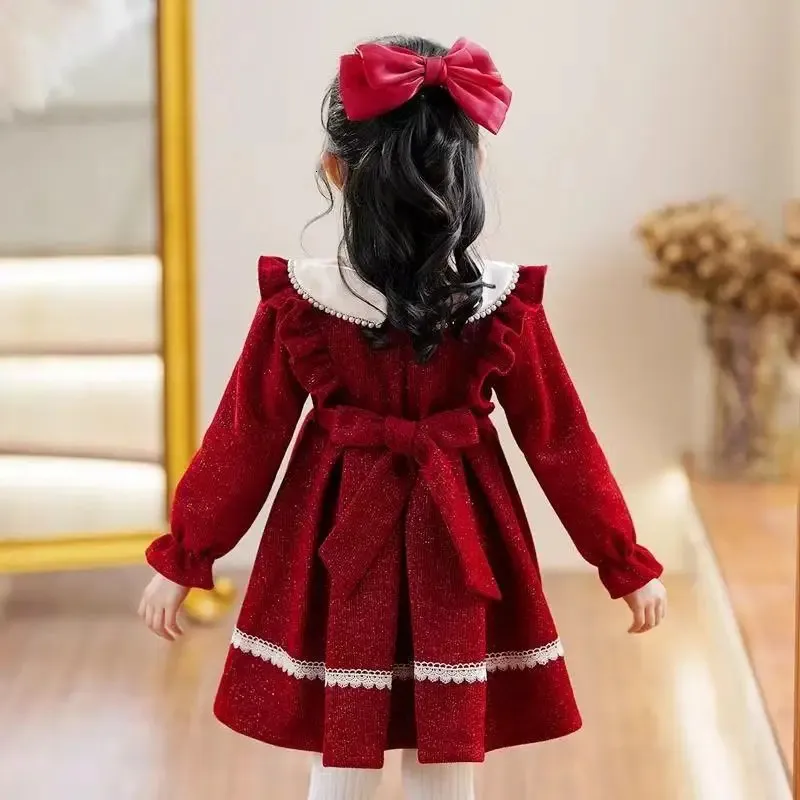 3 year old toddler girl winter dress NARPLO Long Sleeve Baby Ruffle Fall Casual Party Birthday Little Girls Dresses for Girls: Clothing, Shoes & Jewelry everyday wear. Miipat Baby Girls Velvet Dress