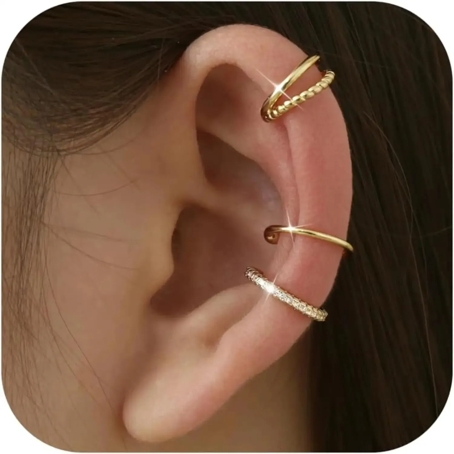 Ear Cuff Gold Filled Cartilage Hoop Cartilage Hoop Gold Ear Cuff Amazon Clip On Hoop Earrings 14K Gold Plated  Ear Cuffs No-