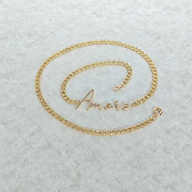 Minimalist Charm Retro Metal Waist Chain Belt for Women Gold  display picture 2