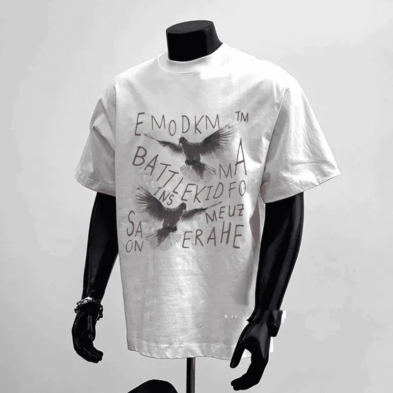 Japanese Print Shirts For Men 2026.Wholesale Peace Dove Print Men's Oversized Graphic T Shirts Trendy ...