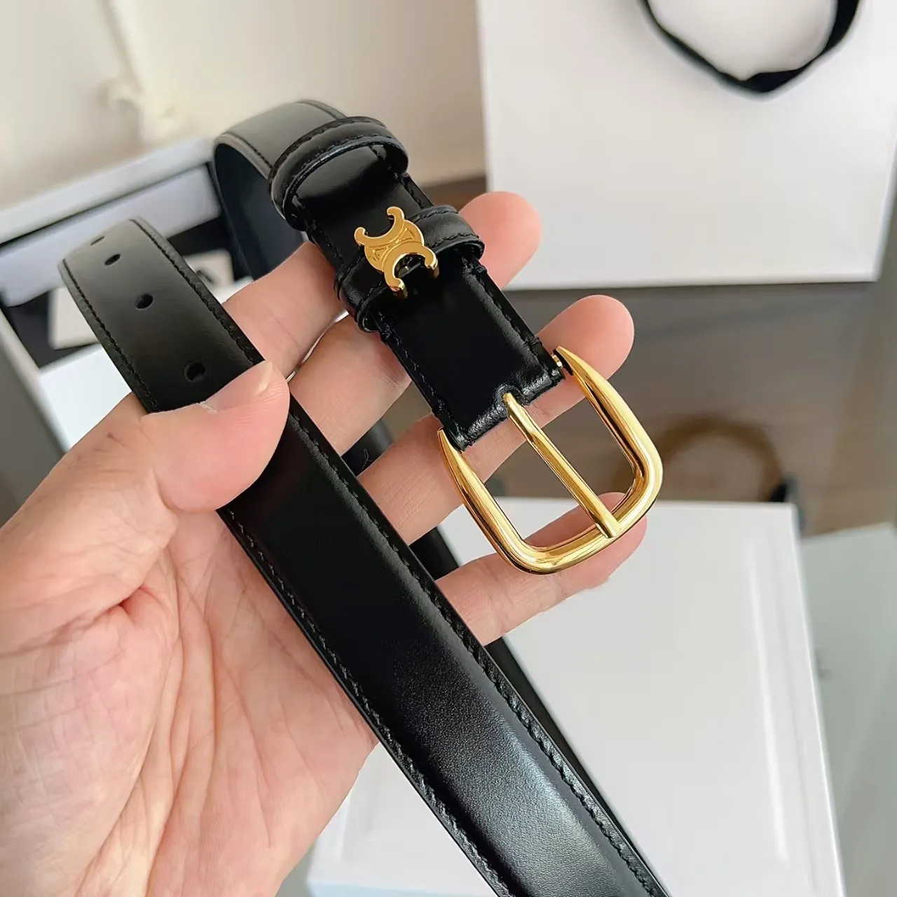 Women\'s Suede Leather Belt Gold Square Buckle Adjustable Waist 26-35 Women main image 2