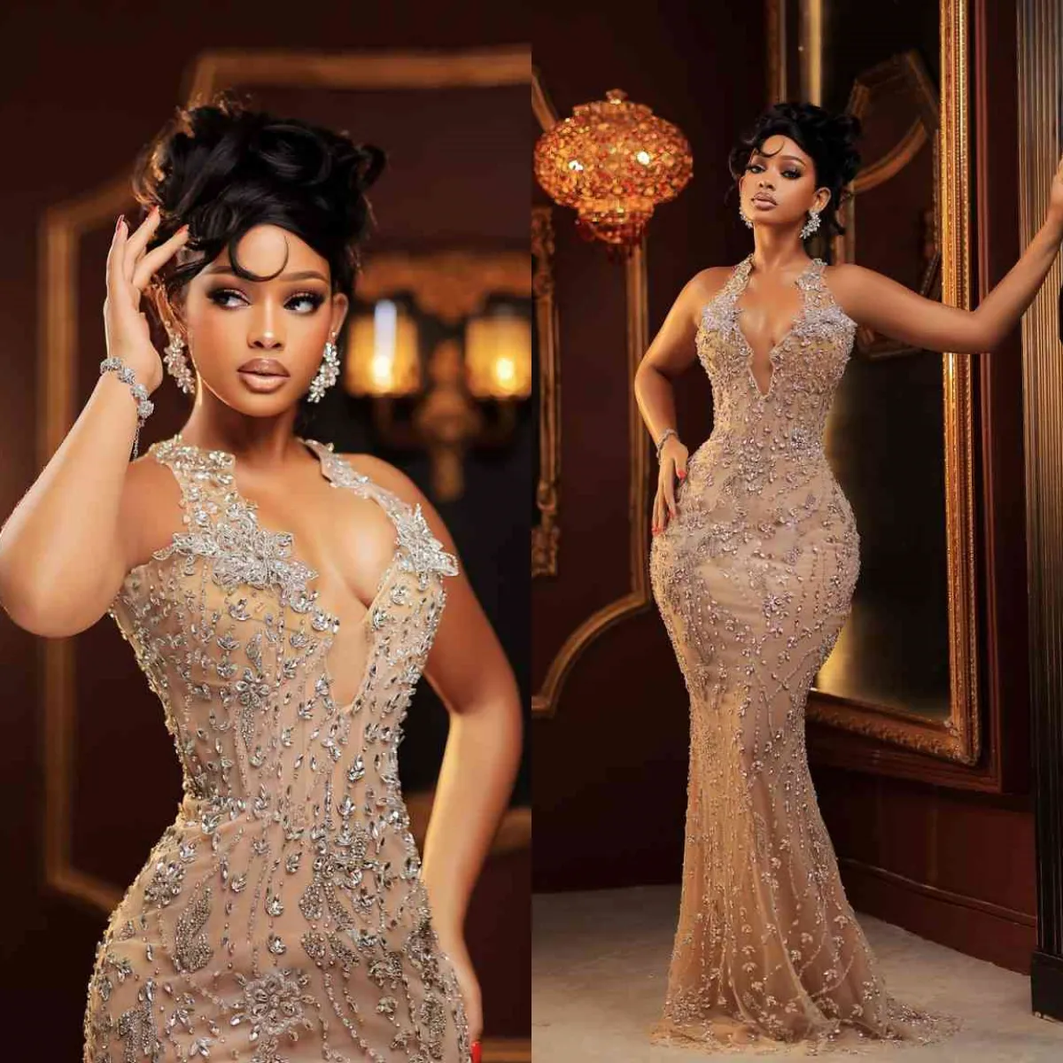 Glitter Mermaid Evening Dresses Sleeveless Halter... From 196,72  | DHgate