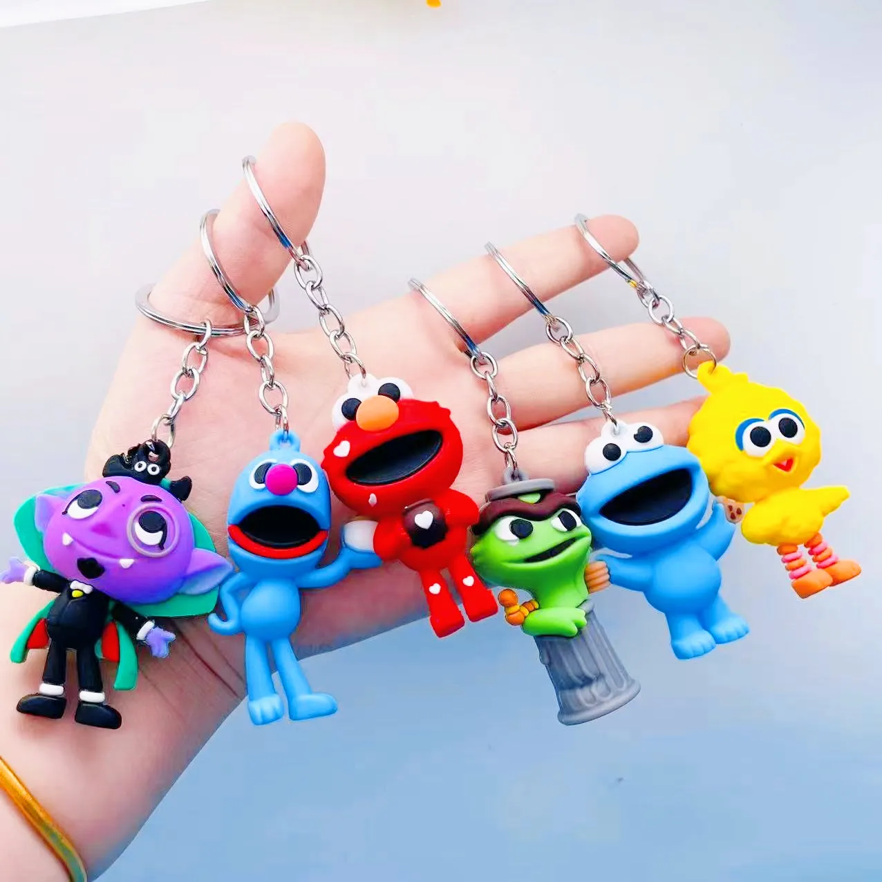 Squishy Key Rings Party Favor Kawaii Sesame Street Keychains Soft Squishy Cartoon Doll ...