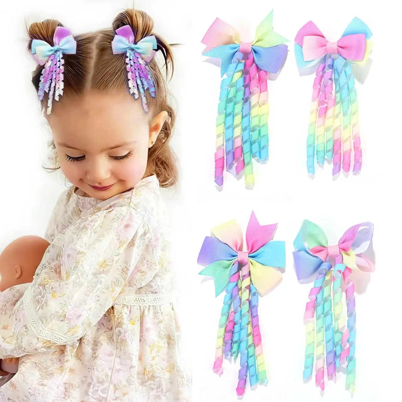 Bows & hair clips Colorful Hair Accessories Set Girls Hair Bows Set of 2 | 2.75 Inch Alligator Clip Hair  main image 2