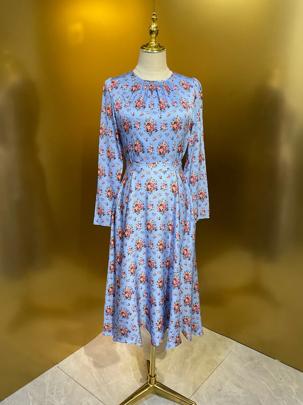 Dresses For Woman Designer Dress For Women Dress Silk Floral Printed Long  Sleeve Midi Dress Dresses Vestidos De Fiesta Elegantes Wedding Dress  Birthday Dress From 177,62  | DHgate