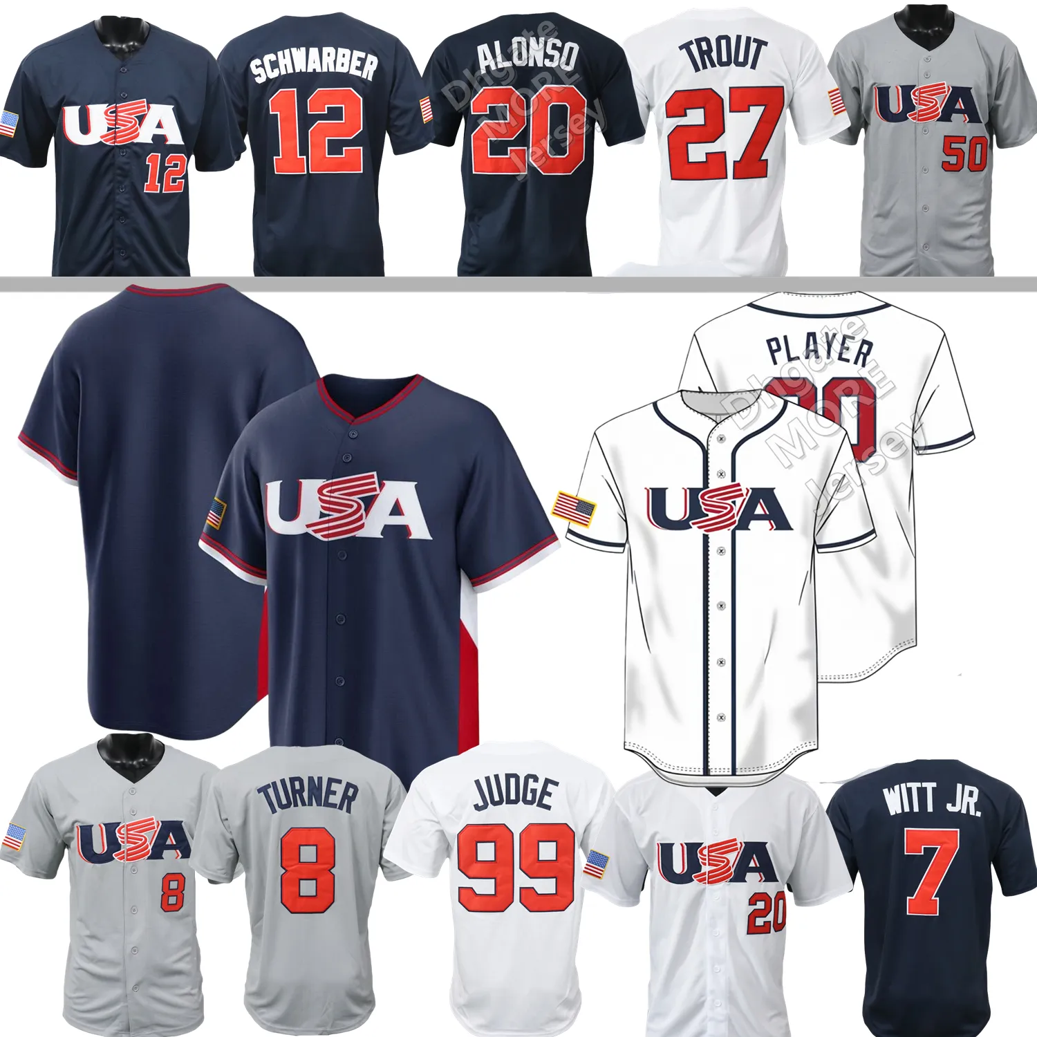 2026 WBC USA Team Baseball Jersey Aaron Judge Harper Mookie Betts