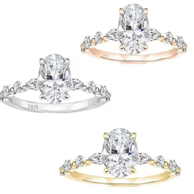 Anillo de compromiso de lujo personalizado con diamante cultivado en laboratorio VVS, talla ovalada, certificado por IGI, para mujer, oro de 10K, 14K o 18K. Regalo ideal para aniversario._voghion.com