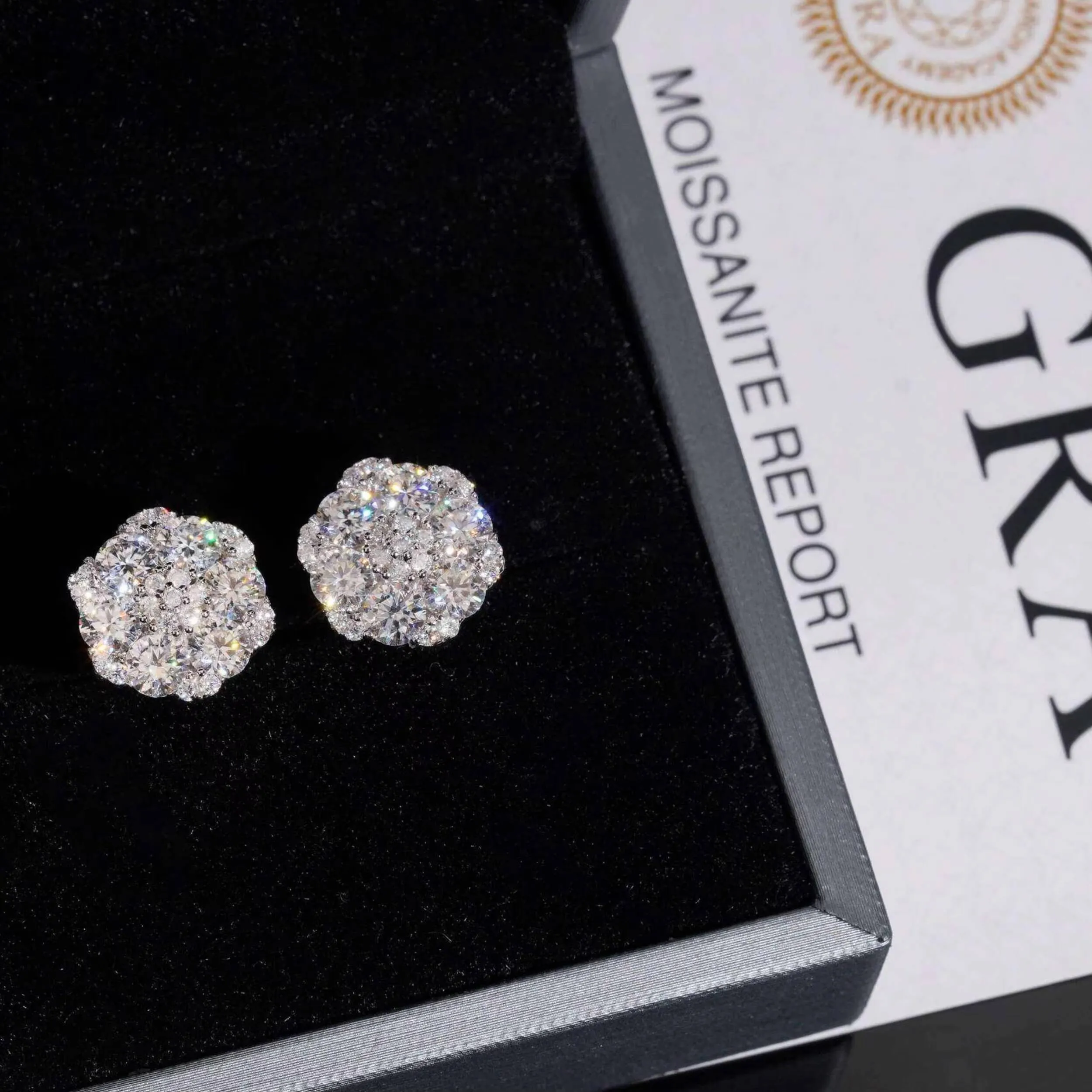 Big Cluster 13.5mm Moissanite Flower Stud Earrings Hip Hop 925 Silver Gold Plated Pass Diamond Tester_voghion.com