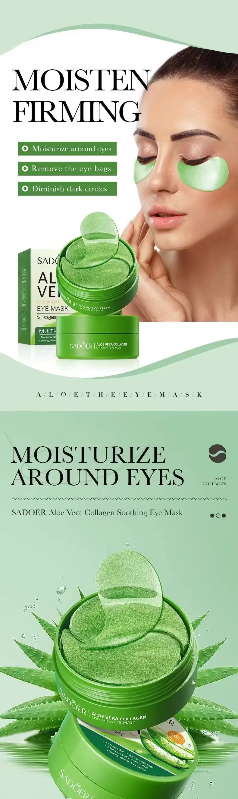 Aloe Vera Collagen Eye Patches Mask for Dark Circles and Eye Bags Skin ...