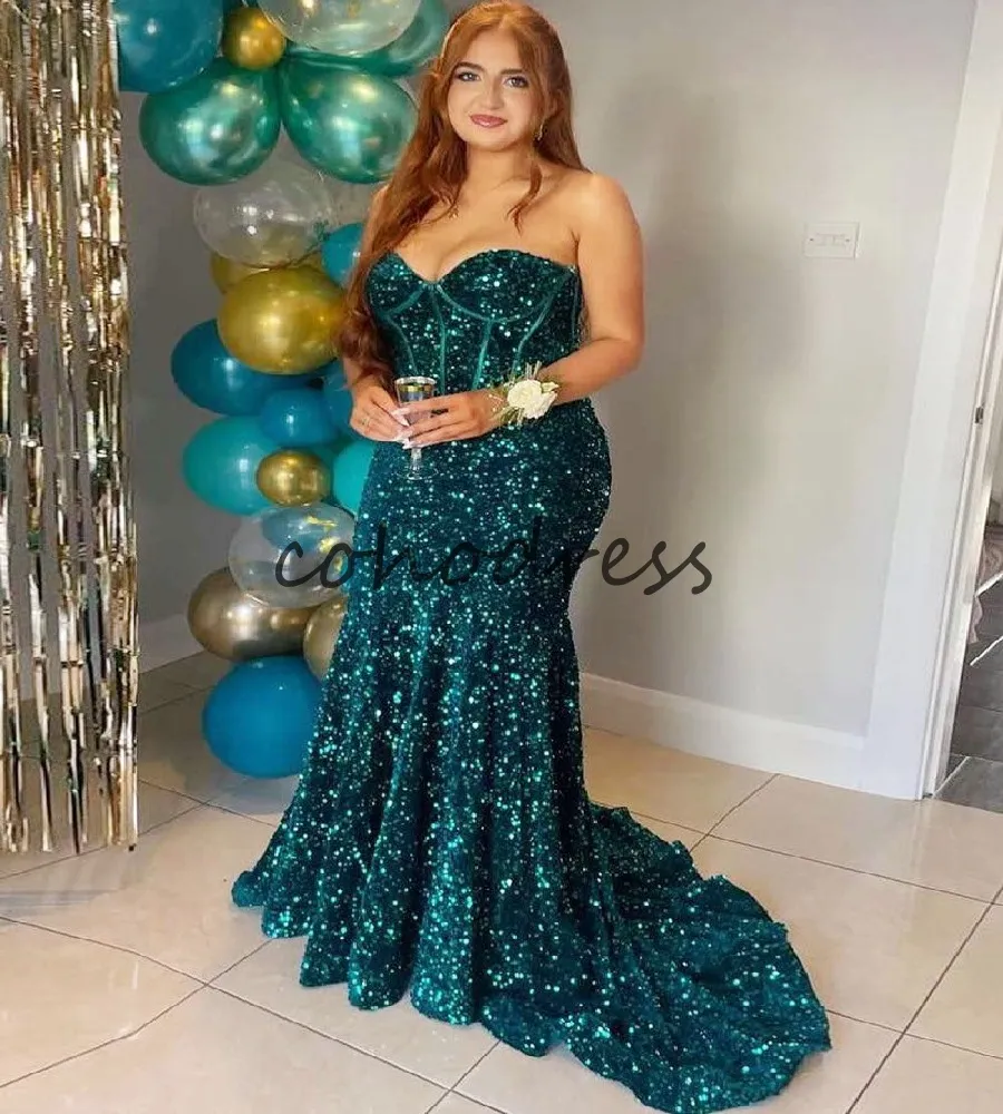 Sparkly Green Sequin Evening Dress 2026 Sweetheart Mermaid Prom Dress Plus  Size Sweep Train Birthday Occasion Formal Party Gown Bespoke Ceremony Dress  From 107,26  | DHgate