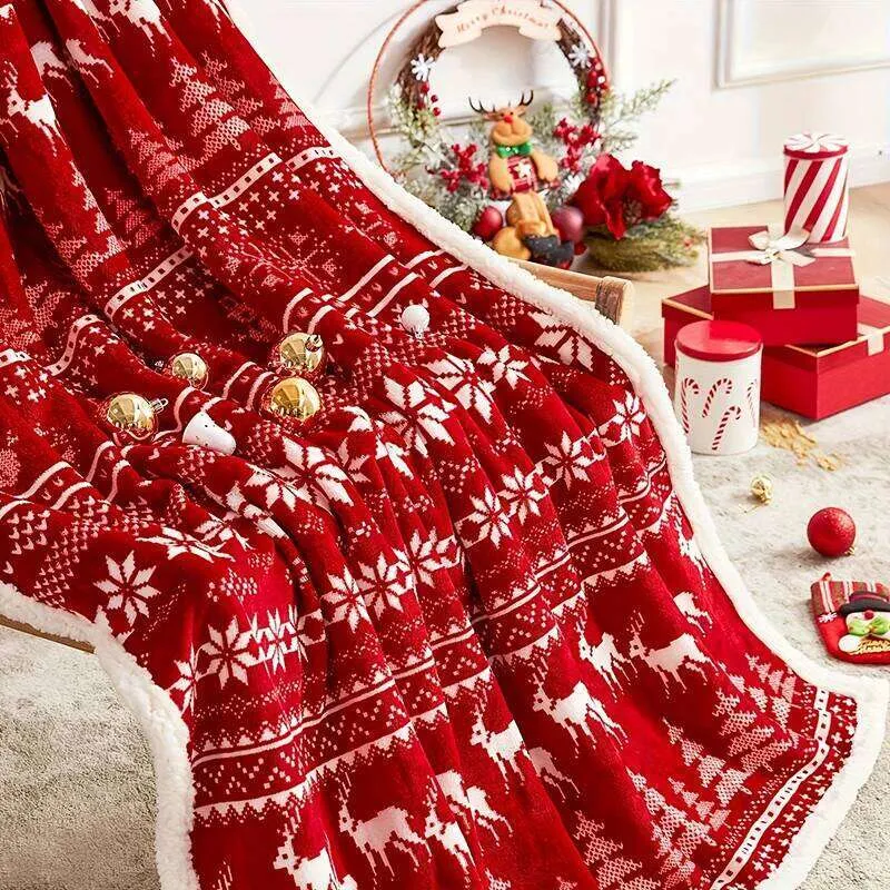 Rote Decken, Urlaubs-Überwurfdecke für Couch, Bett, weiches Weihnachts-Fleece, dick, Winter, warm, gemütlich, Flanell, Heimdekoration, H260124