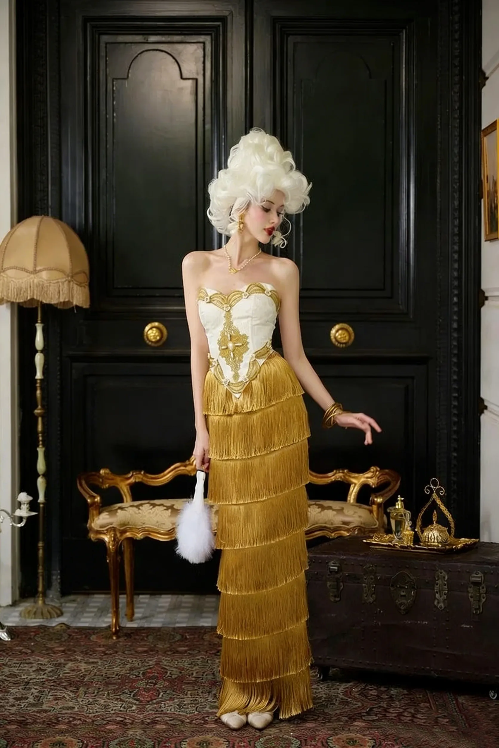 open lace back dress Unique Ginger Yellow Triangle Neck Sexy High Side-Cut Long Evening Dress