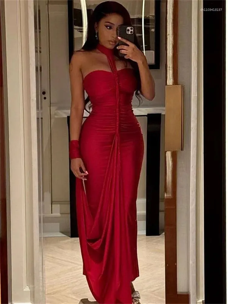 Casual Dresses Leosoxs Elegant Halter Maxi Dress... From 17,32  | DHgate