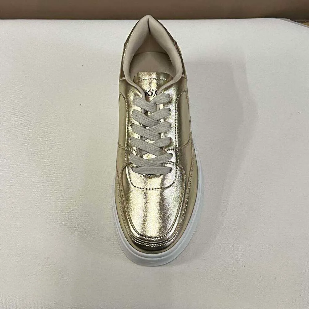 Okimoz Metallic Gold Platform Sneakers For Women Retro Glossy Casual With Thick Chunky Sole Sport Tennis Designer Shoes_vogvips.com