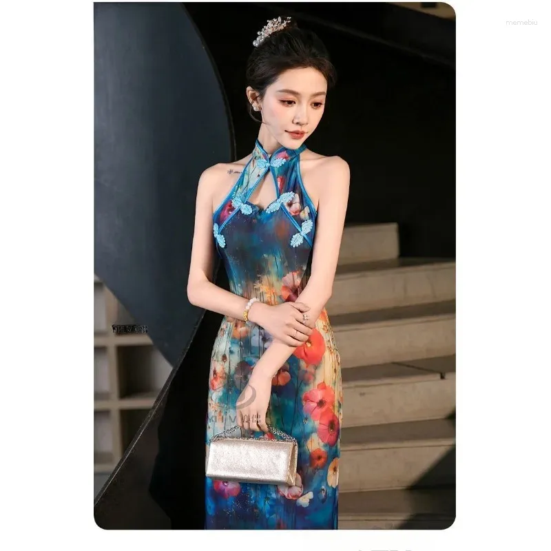 sachin and babi light blue dress Xiang Yun Sha Neo Chinese style Dress – Mix Selection main image 0