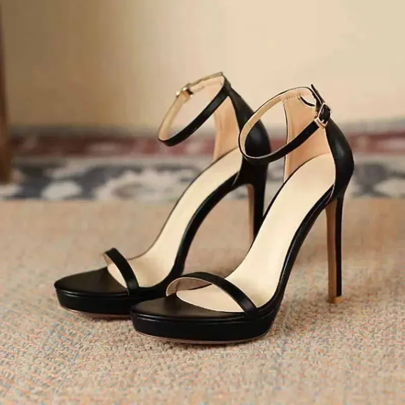 Womens High Heels Summer Round Open Toe One Strap Bag Heel Platform Anti Slip Wear Resistant Stiletto Sandals 260122_voghion.com
