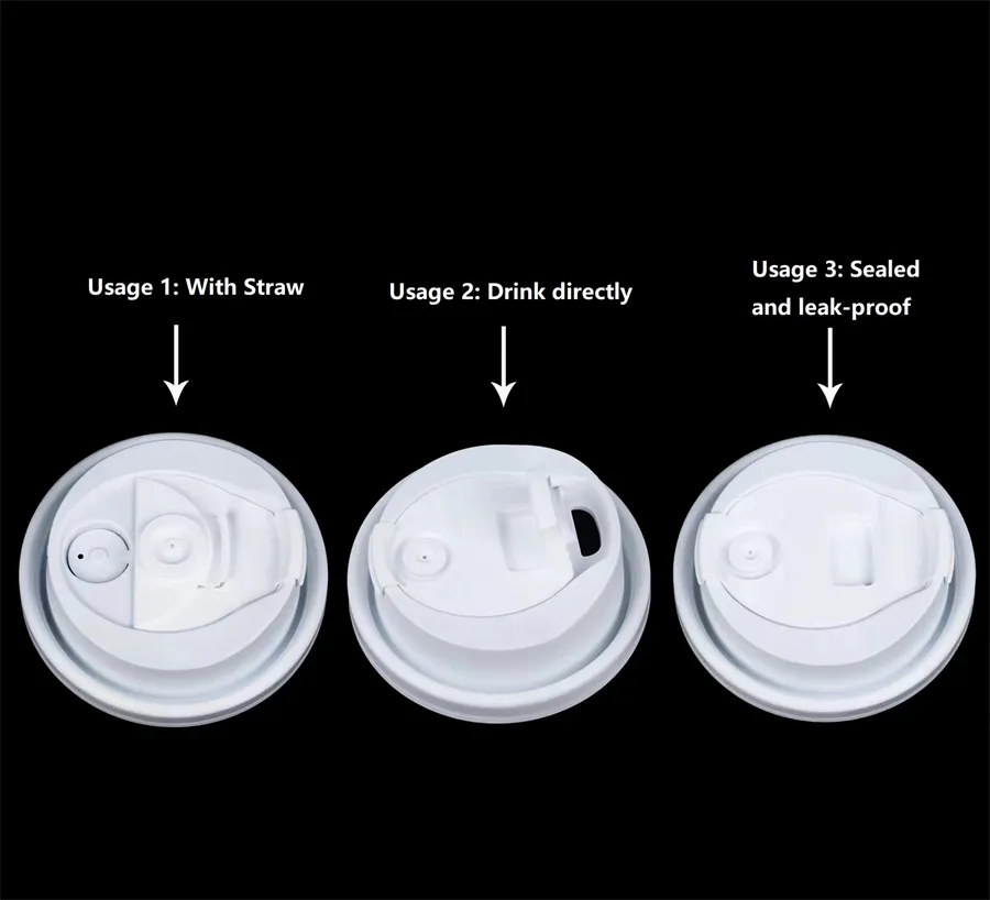 90mm Disposable Coffee Cup Flat Lids Plastic Drinking Lids for Hot Cold ...