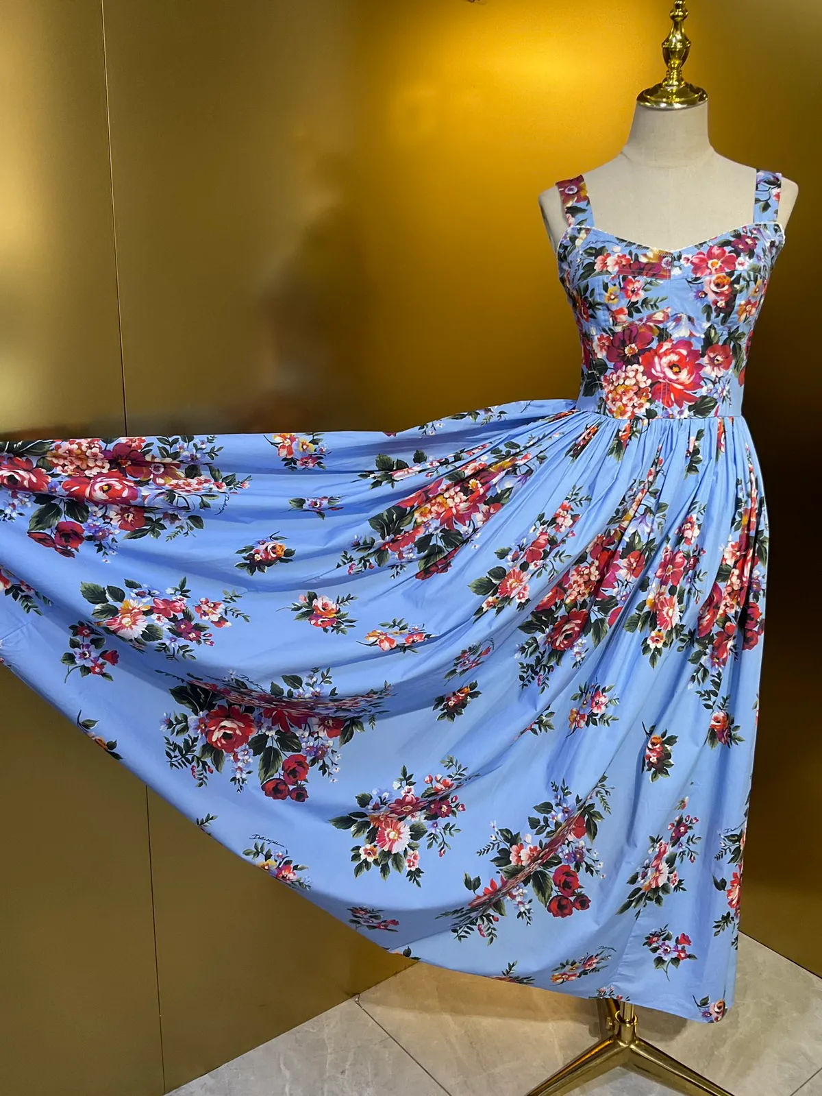designer floral dresses These Stunning For SS24 Are Anything But Basic The glamorous column silhouette features a back slit for ease of movement and is hand Designer Floral Blue Dresses |