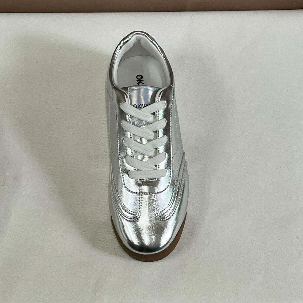 okimoz Neue Laufschuhe im Retro-Stil, metallisch-silber, leichte, glänzende Freizeitschuhe für Damen, atmungsaktiv_voghion.com