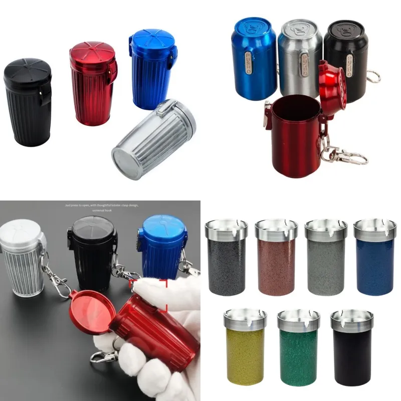 cigarette pocket ashtray Size Aluminum With Sealed Lid Portable, Easy Clean, For Car, Travel, Office (Black/Silver/Gold) and mess Colorful Trash Pocket Ashtrays Keychain