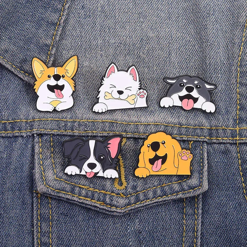 Spilla a forma di cane simpatica spilletta in metallo per zaino_voghion.com