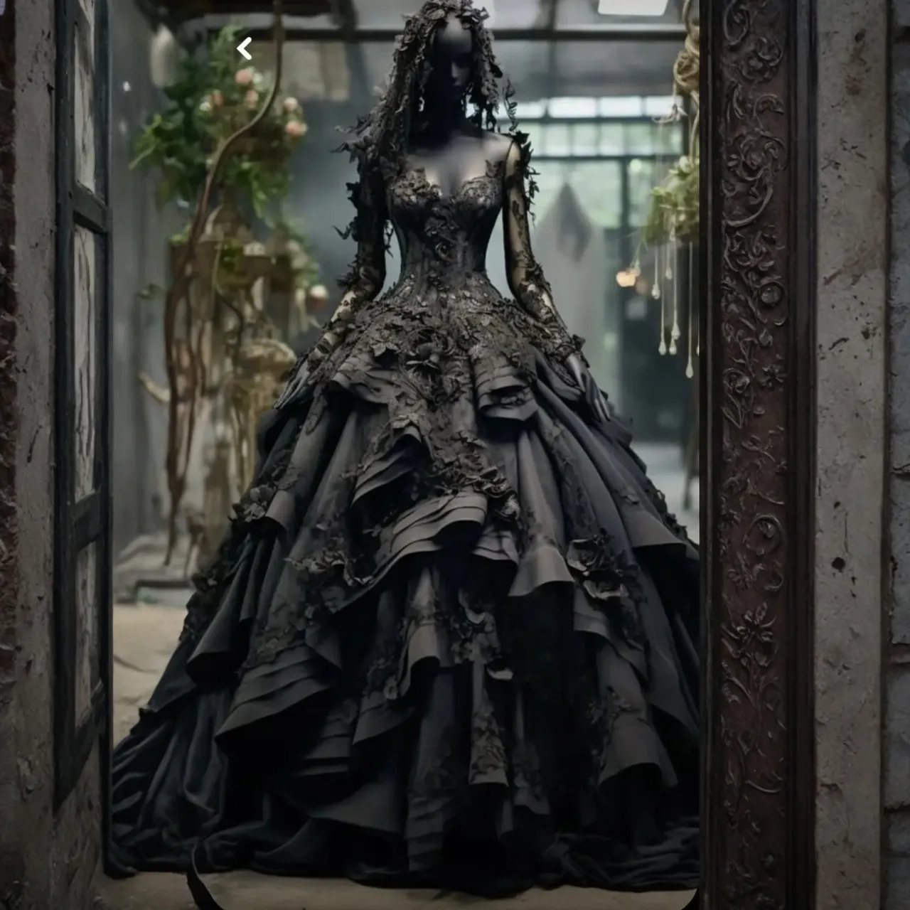 Plus Size Gothic Style Black Lace A-Line Wedding Dress with Long ...