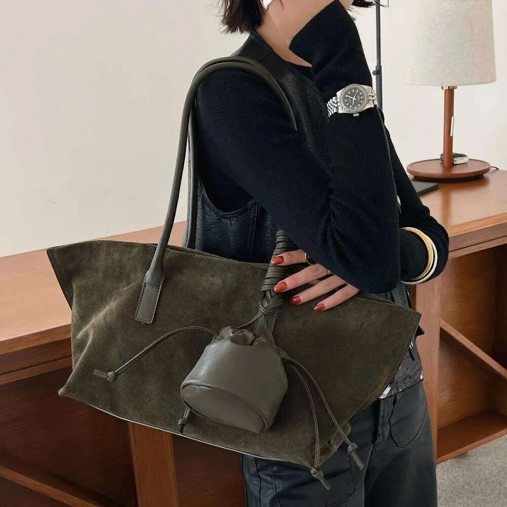 Borsa in pelle scamosciata oversize da donna, borsa a tracolla e borsette di lusso, borse casual spaziose, grande capacità, novità._voghion.com