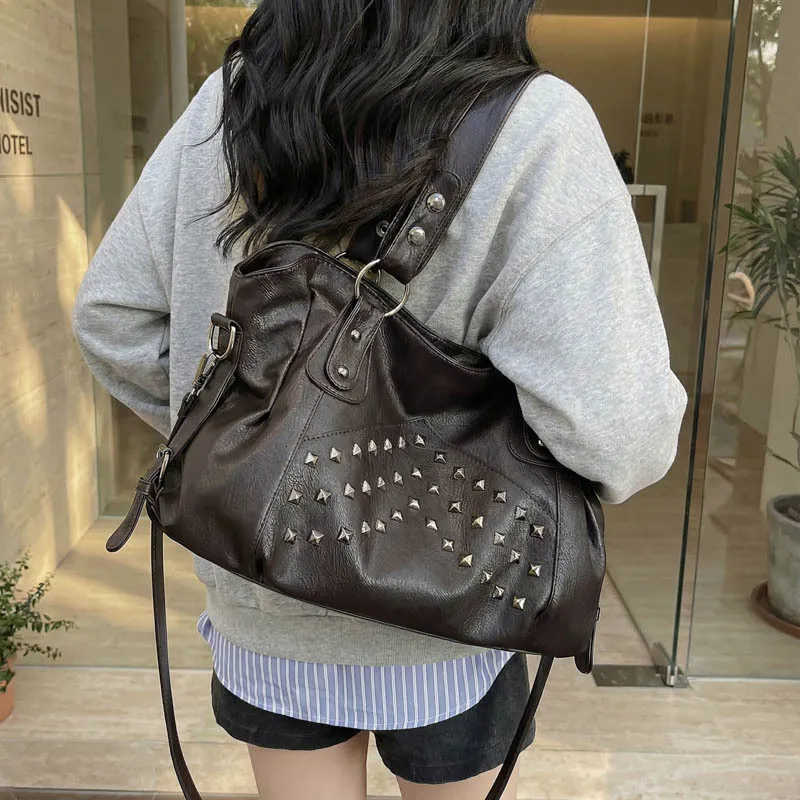 Borsa A Tracolla Donna In Tela Grande | 31x29,5 Cm Con Cerniera | 5 Tasche, Tracolla Regolabile | Per Università, Lavoro, Shopping | Nero/Marrone