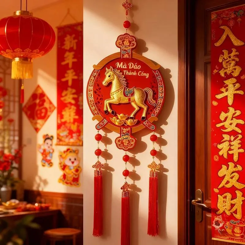 Ddmydog Year Of The Horse 2026 Flocking Couplets Wall Hanging Set ...