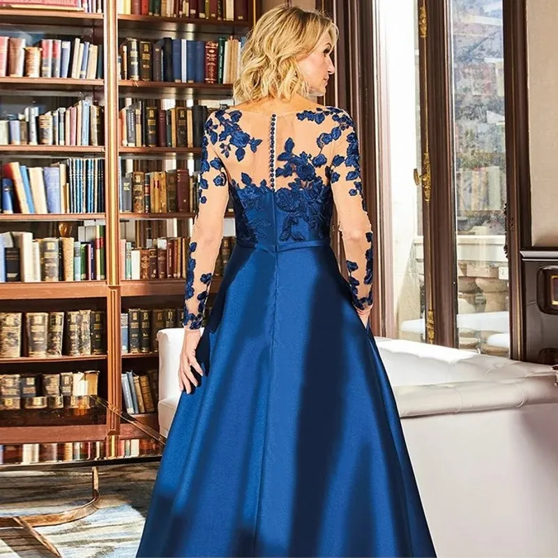 mother of the bride dresses plus size royal blue Cicinia Royal Blue Mother Of The Bride Dress With Sleeves Plus Size Long Chiffon A-line Ankle Length Shawl Collar