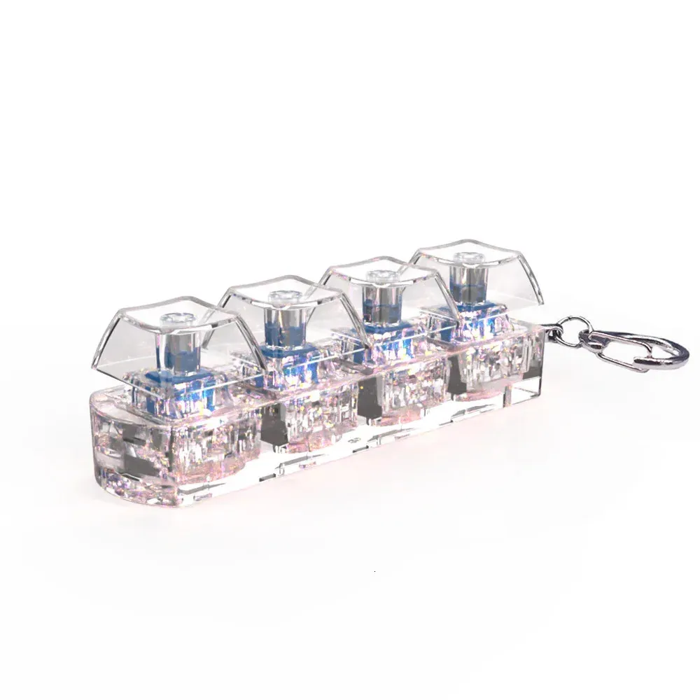 2 Pièces Clavier Anti Stress Lumineux Porte-Clés Clavier Transparent 4 Touches avec Lumière LED, Porte-Clés Fidget Toys pour Enfants Et Adultes, Anti-Stress 2 Pièces Clavier Anti Stress Lumineux Porte-Clés Clavier Transparent 4 Touches avec Lumière LED, Porte-Clés Fidget Toys pour Enfants Et Adultes, Anti-Stress