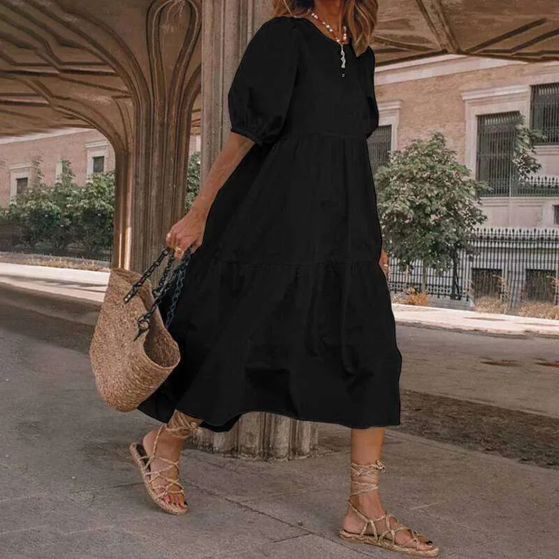Polyester Sundress Women s Summer Polyester Sundress with Batwing Sleeves and Rhinestone ...