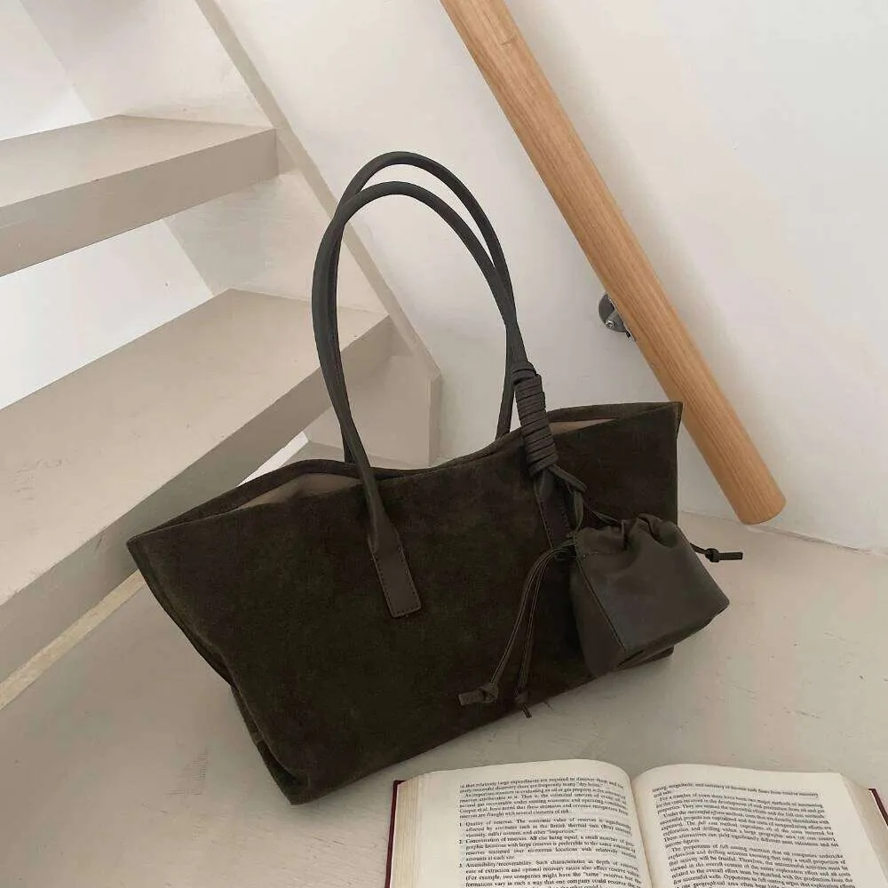 Borsa in pelle scamosciata oversize da donna, borsa a tracolla e borsette di lusso, borse casual spaziose, grande capacità, novità._voghion.com