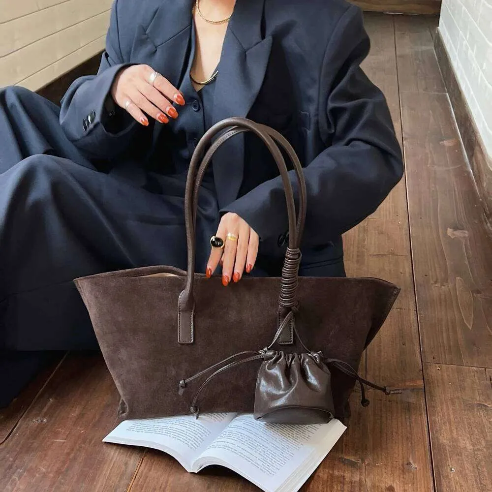 Borsa in pelle scamosciata oversize da donna, borsa a tracolla e borsette di lusso, borse casual spaziose, grande capacità, novità._voghion.com