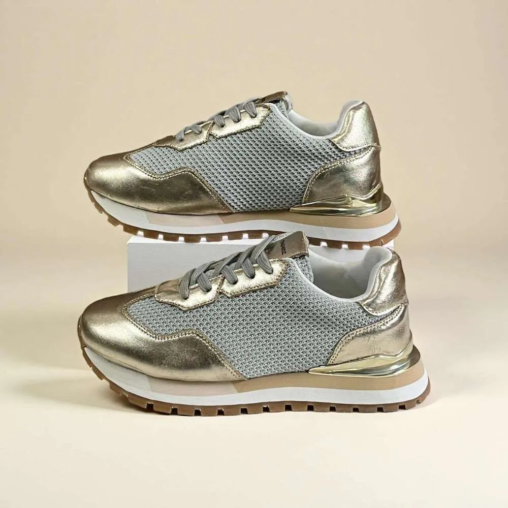 OKIMOZ Running Sneaker Designer Metallic Gold Mesh Chunky Platform Sneakers Retro Casual Shoes Daily Outfit_voghion.com