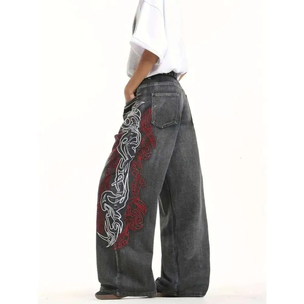 C260205 Y2K Gothic Baggy Jeans Unisex Dark High From Ckeshew