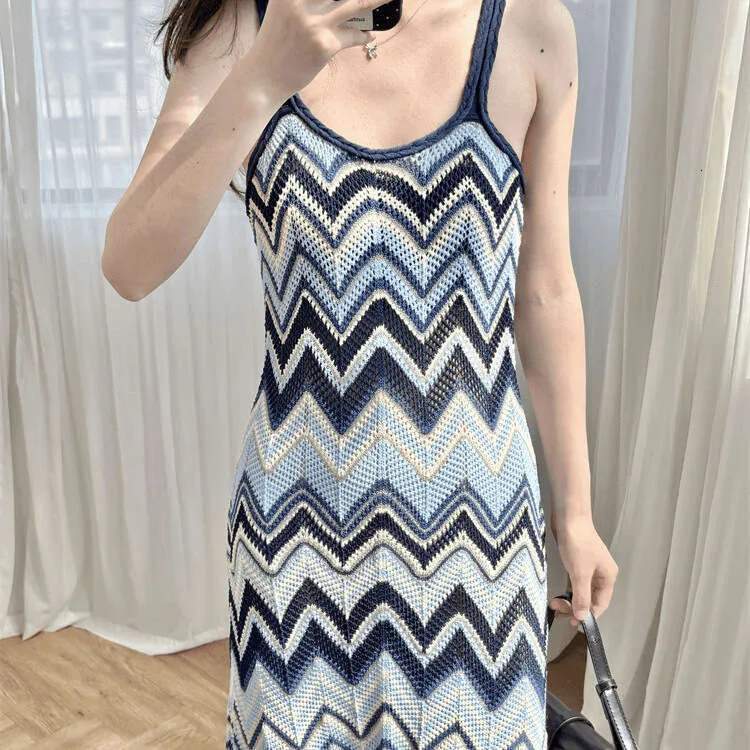 Slim Fit Striped Collar Knitted Vest Dress for Women, Elegant French Style Spring-Summer 2026