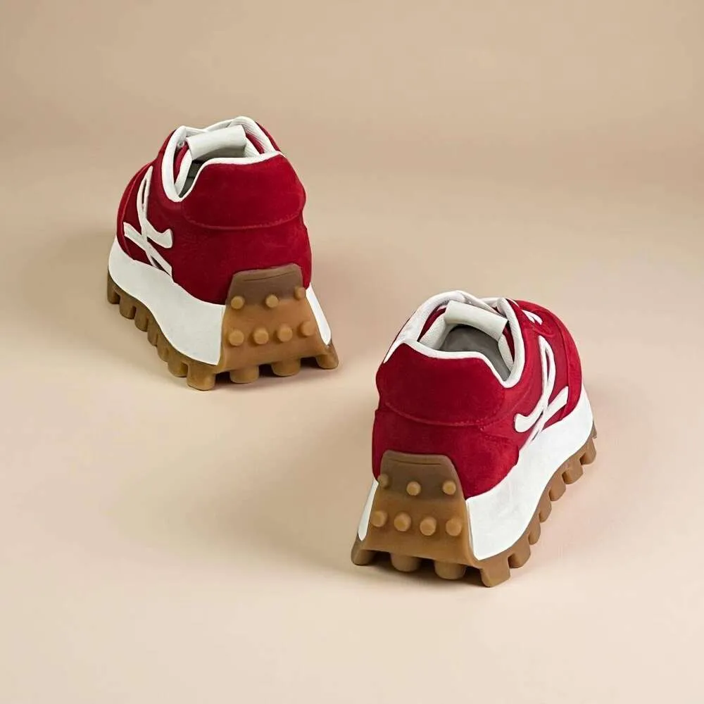 OKIMOZ Sneaker Designer Retro Chunky Platform Sneakers With Signature Logo Bold Red Casual Shoes_voghion.com