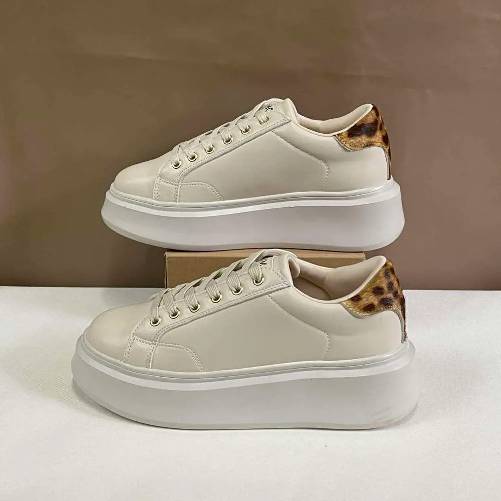 OKIMOZ Running Breathable Sneakers Leopard Print Patchwork Platform White Sneakers Height Increasing Versatile Casual_voghion.com