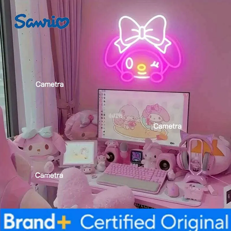 Sanrio My Melody Sign Light Cute LED Neon Lamp Pink Bow USB 