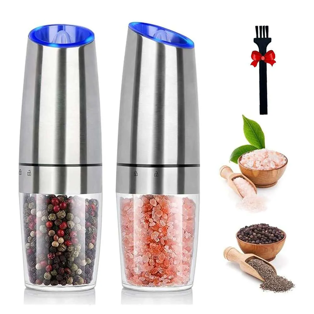 Gravity Electric Salt and Pepper Grinder Set with LED Light and One ...