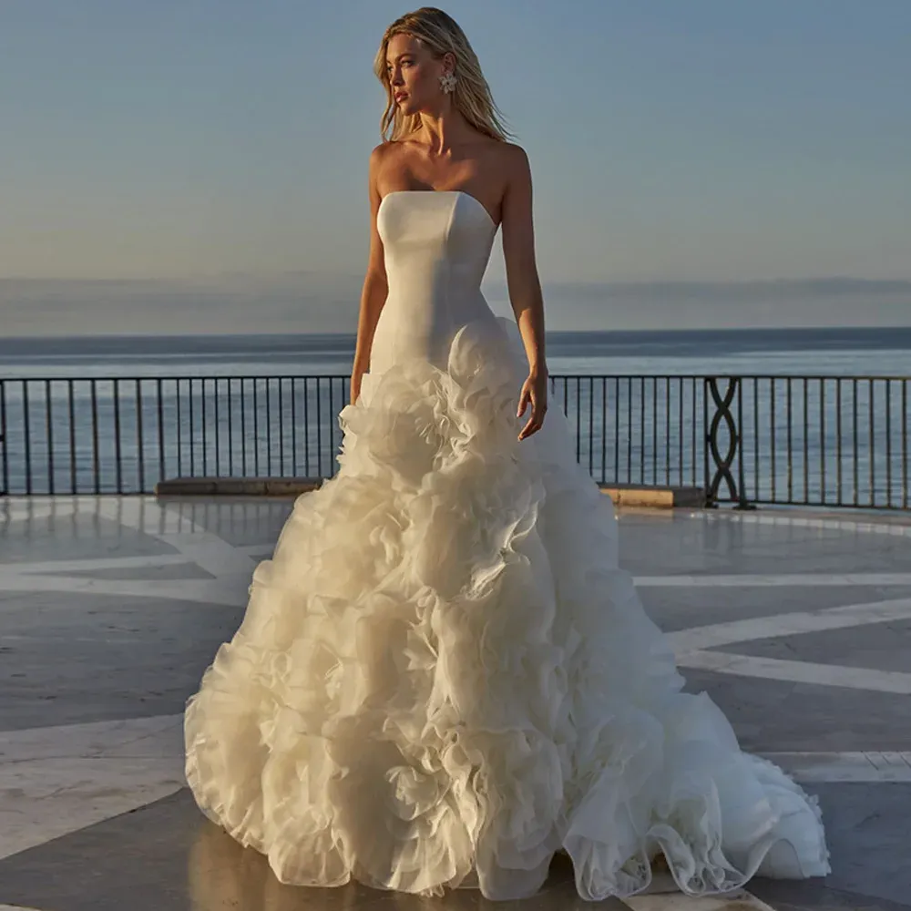 tiered mermaid wedding dress Luxury Mermaid Wedding Dress 2026 Strapless Sleeveless Lace-Up Cascading  Ruffles Tiered Court Train Bridal Gown from Dhgate Mermaid Wedding Dresses
