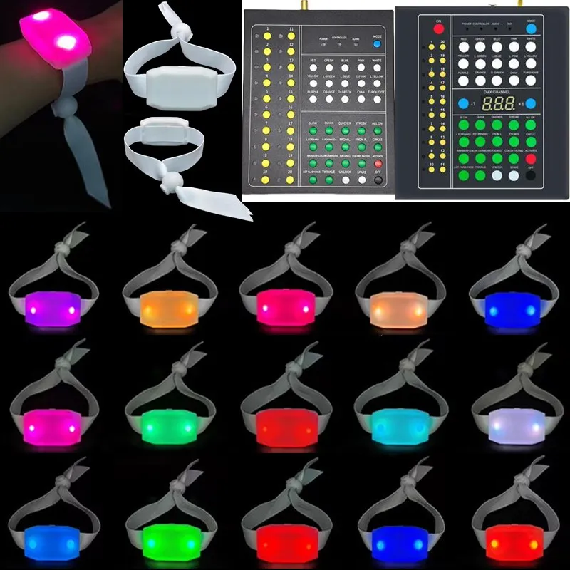 Led Webbing DMX Function Nylon Webbing LED Bracelets with 2 Lamp Beads and Flashing ...