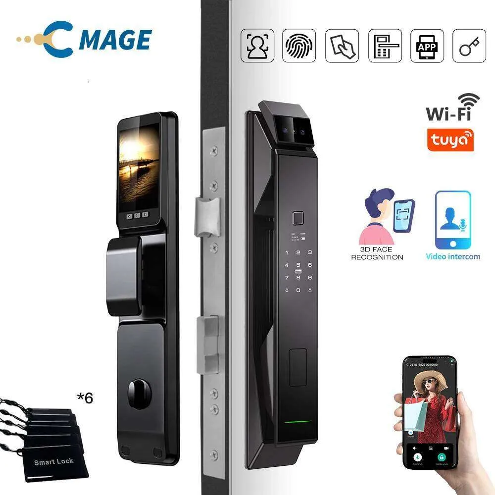 Knob Lock Tuya WiFi 3D Recognition Smart Digital Electronic Lock with ...