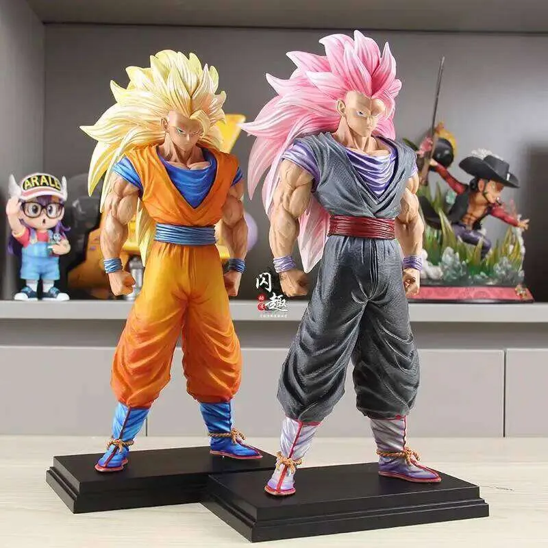 T*j様 3頭ドラゴン フィギュア メタリックカラー 2体セット Jt ドラゴンボール超サイヤ人 3 悟空フィギュア ピンク/青髪 PVC
